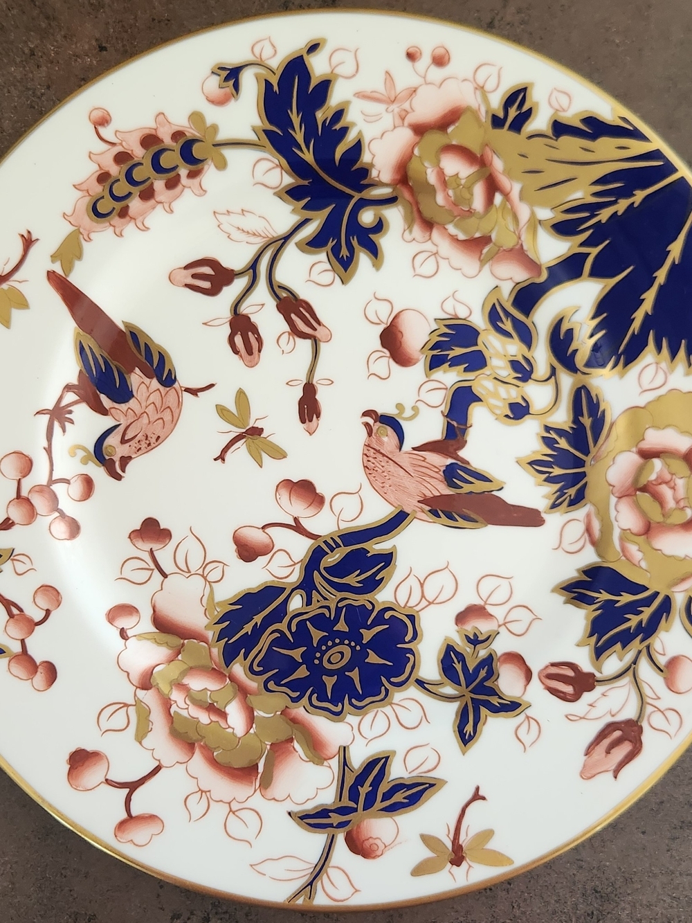 Vintage Coalport Bone China Dinner Plate "Hong Kong" Pattern Gold Gilt Accents